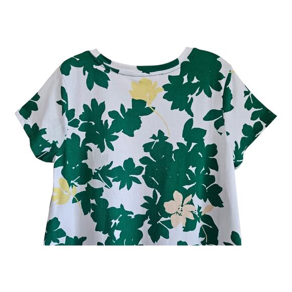 LIZ CLAIBORNE Women's L Dress Shift Green White Tropical Floral Pockets Cotton - Picture 7 of 9